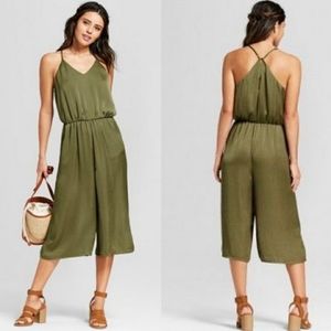 Xhilaration satin green romper L